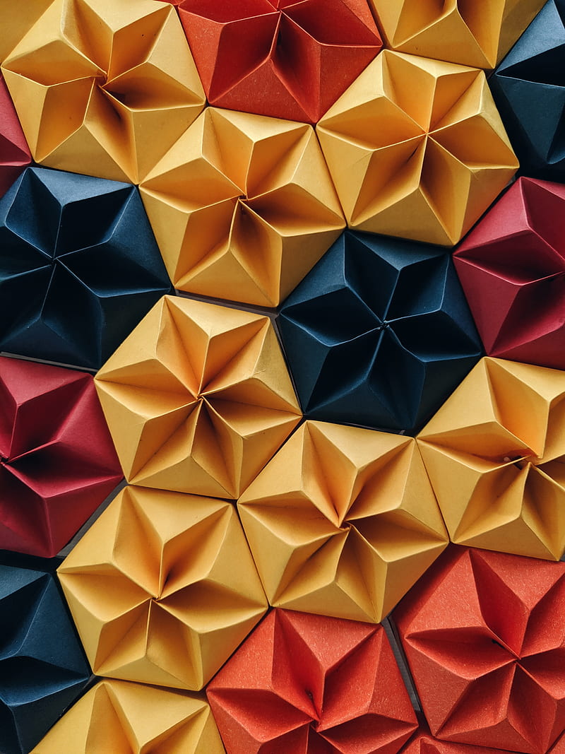 shapes, origami, paper, colorful, HD phone wallpaper