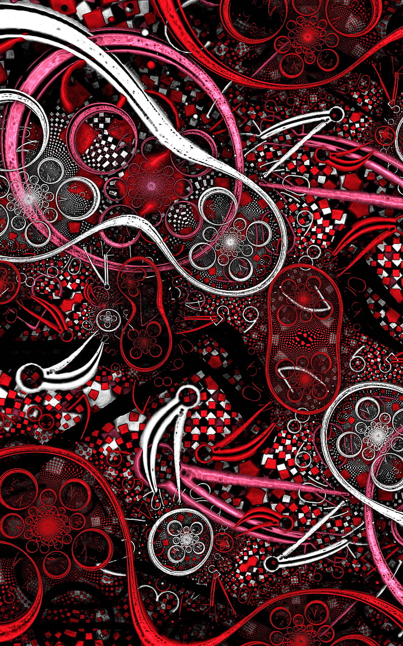 fractal, patterns, shapes, red, HD phone wallpaper