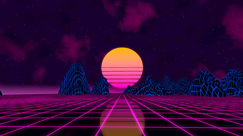 Pink Yellow Moon Neon Reflection Synthwave, HD wallpaper | Peakpx