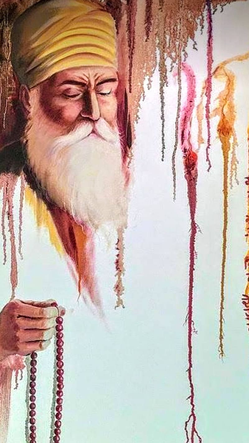 Waheguru Ji.Waheguru Nanak Dev Ji Painting, waheguru ji, waheguru nanak dev ji painting, lord, god, punjabi, HD phone wallpaper