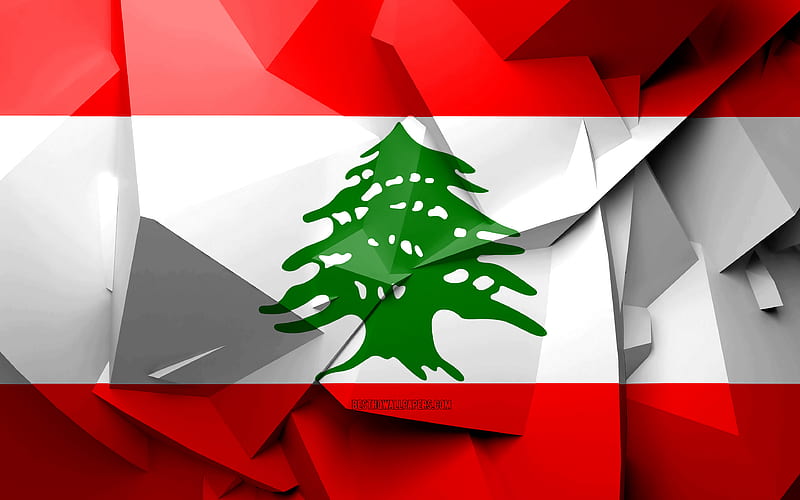 Flag of Lebanon, geometric art, Asian countries, Lebanese flag, creative, Lebanon, Asia, Lebanon 3D flag, national symbols, HD wallpaper