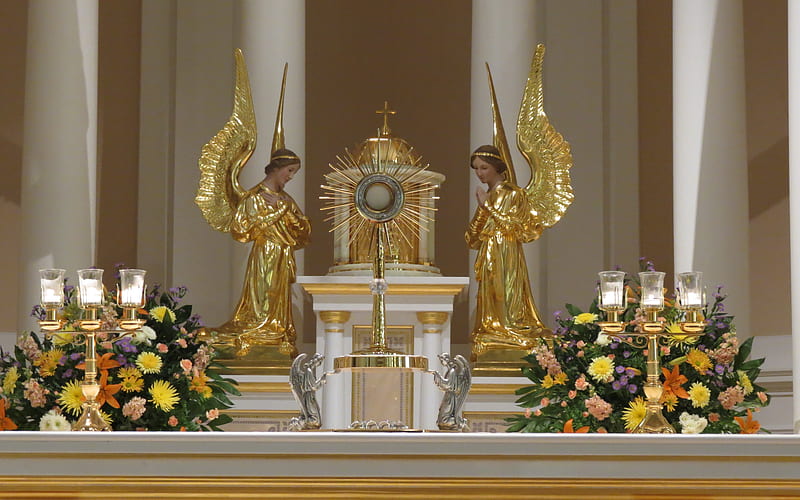 The Most Holy Sacrament, altar, Sacrament, prayer, adoration, Jesus, HD wallpaper