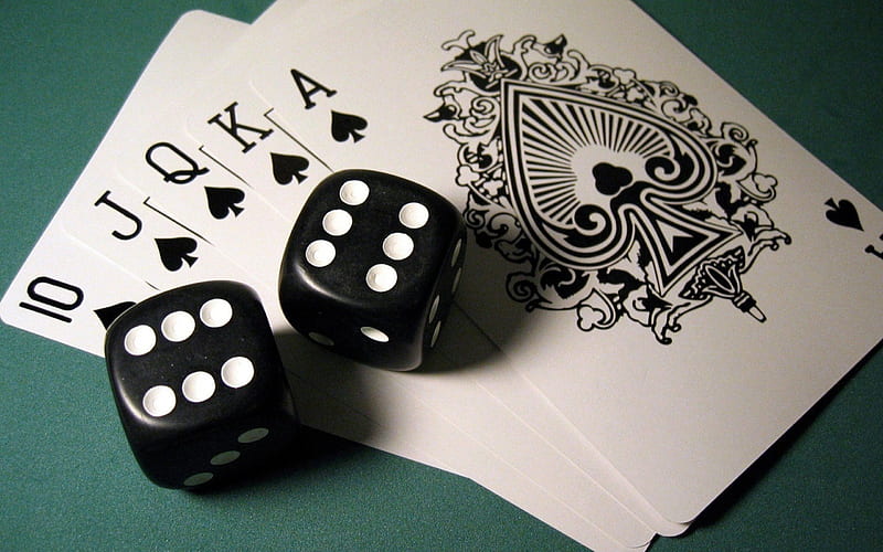 Gambling, dice, poker, casino, Royal Flush, HD wallpaper
