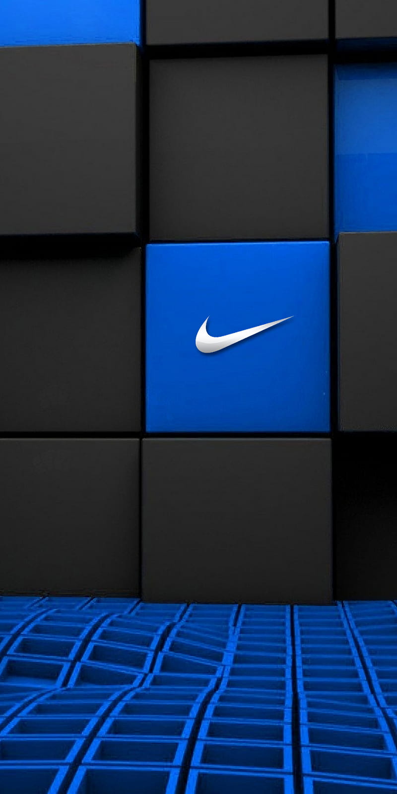 nike blue fix, black, blue, logo, logos, nike, square, HD phone wallpaper