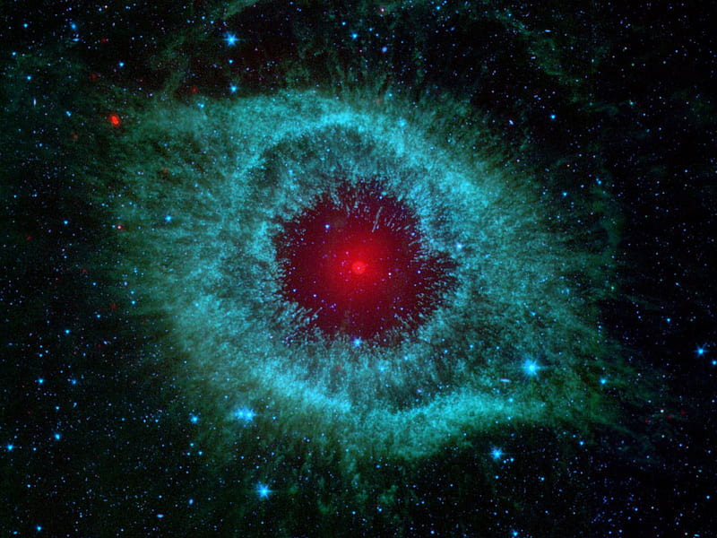 HELIX NEBULA, red, nebuli, skies, turquoise, graphy, universe, aquamarine, outer space, cosmos, galaxies, night, HD wallpaper