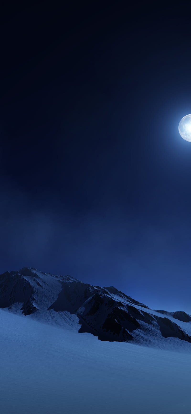 Full moon , Night sky, Snow covered, Foggy, Landscape, Nature, Moon Snow Mountain, HD phone wallpaper