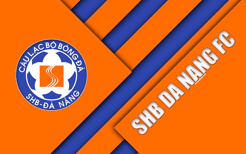 SHB Da Nang FC material design, logo, orange blue abstraction, Vietnamese football club, V-League 1, Danang, Vietnam, football, HD wallpaper