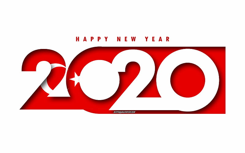 Turkey 2020, Flag of Turkey, white background, Happy New Year Turkey, 3d art, 2020 concepts, Turkey flag, 2020 New Year, 2020 Turkey flag, HD wallpaper