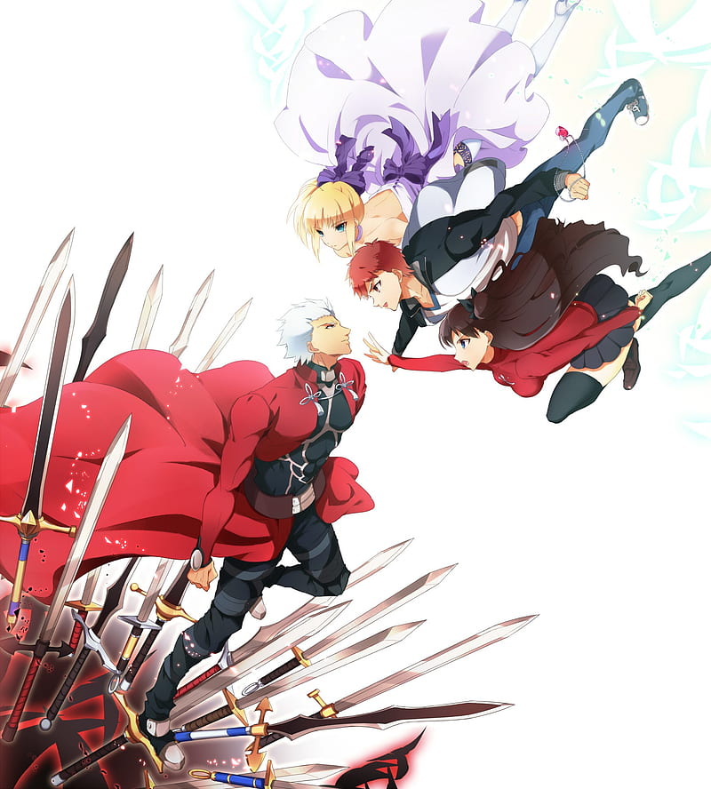 Fate Series, Fate/Stay Night, Saber, Shirou Emiya, Tohsaka Rin, Archer (Fate/Stay Night), HD phone wallpaper