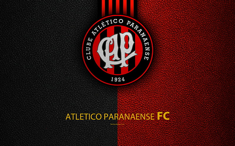 Atletico Paranaense FC Brazilian football club, Brazilian Serie A, leather texture, emblem, Paranaense logo, Curitiba, Parana, Brazil, football, HD wallpaper