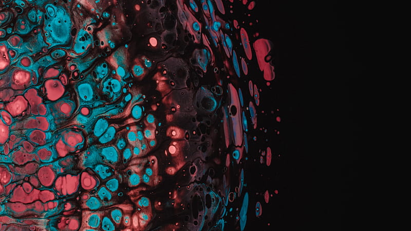 Black Red Blue Paint Stains Dotsl Abstract, HD wallpaper