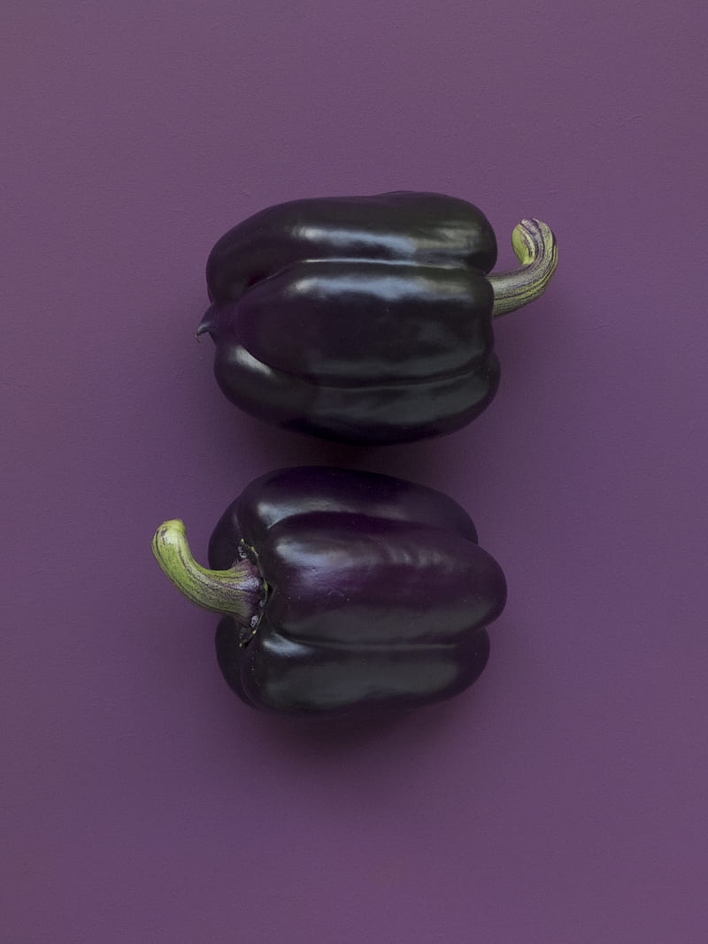 two purple bell peppers on purple surface, HD phone wallpaper