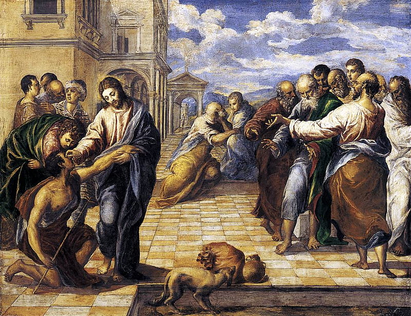 Christ healing the blind, el greco, renaissance painting, fine art, HD wallpaper