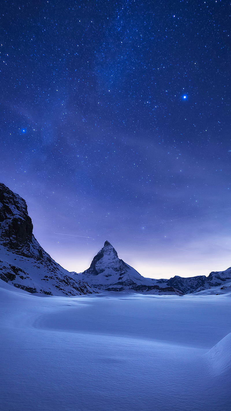 Winter, ice, mountain, night, sky, snow, xiaomi, HD phone wallpaper