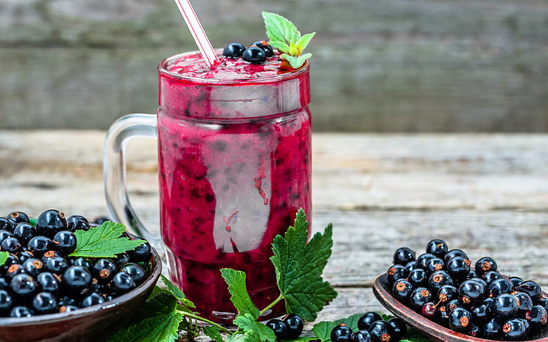 currant smoothies berries, fruits, breakfast, smoothie in glassful, healthy food, fruit smoothies, smoothies with currant, HD wallpaper