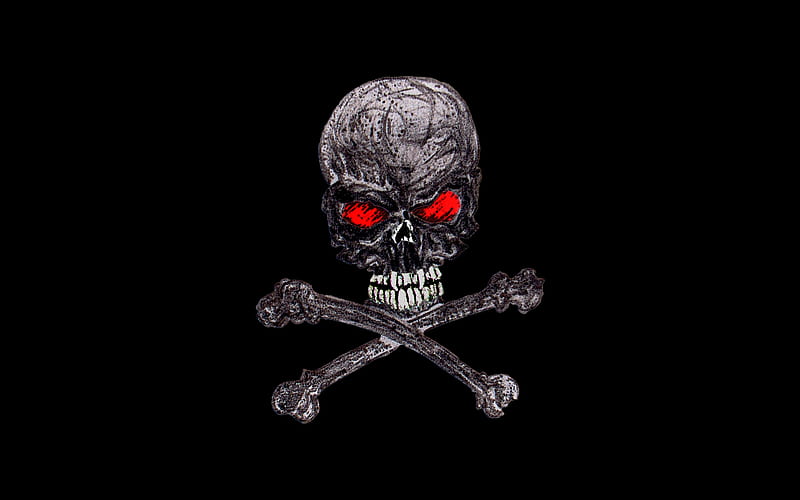 Goth Skull, redeyes, bones, crossbones, skull, HD wallpaper