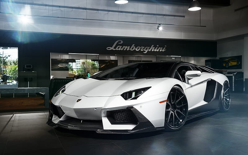 Lamborghini Aventador, LP700-4, ADV1, tuning, supercars, garage, white Aventador, HD wallpaper
