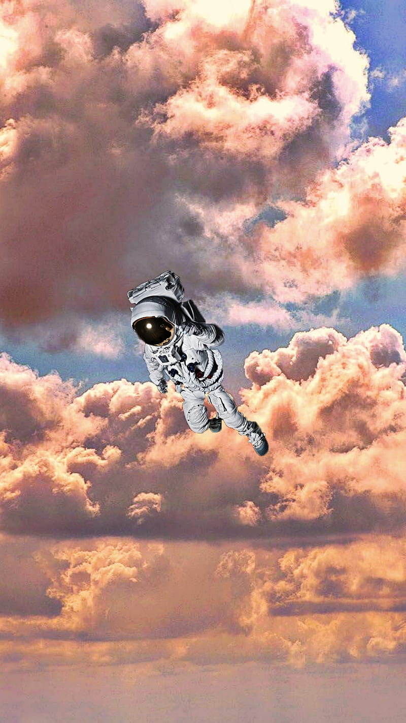 Aesthetic, astronaut, blue, cliud, clouds, orange, HD phone wallpaper |  Peakpx