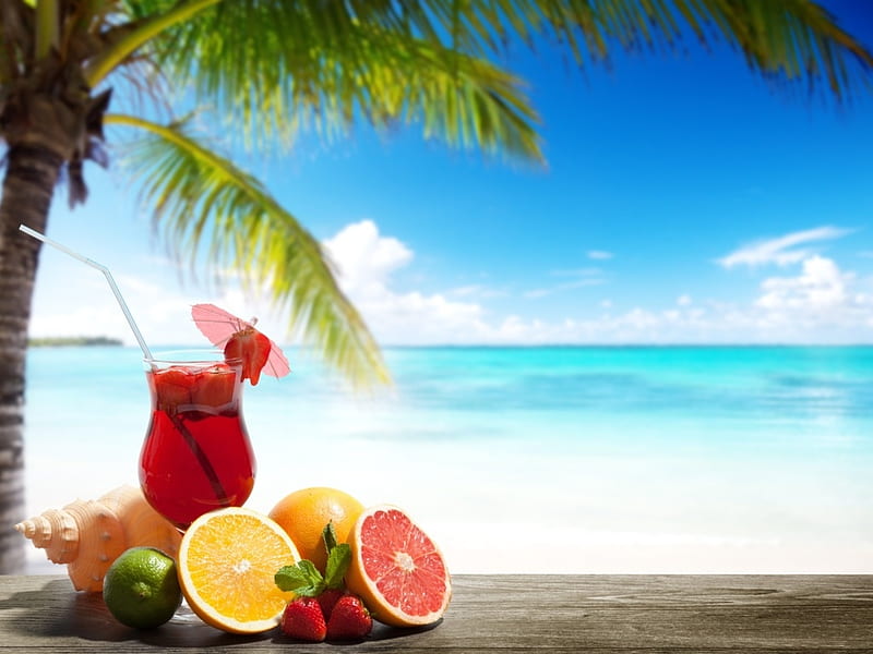 Summer cocktail, Ocean, Palm, Cocktail, Drink, HD wallpaper | Peakpx