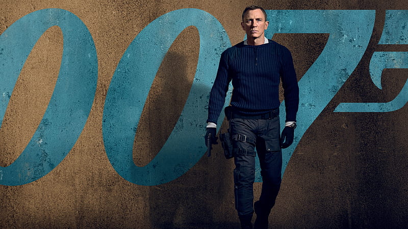 No Time to Die (2020), actor, poster, movie, bond, Daniel Craig, man, blue, 007, HD wallpaper
