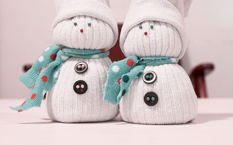 snowmen, plush toys, New Year, Winter, Christmas, HD wallpaper