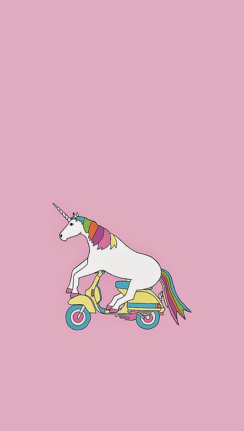 Unicorn on Bicycle, colorful, cute, HD phone wallpaper