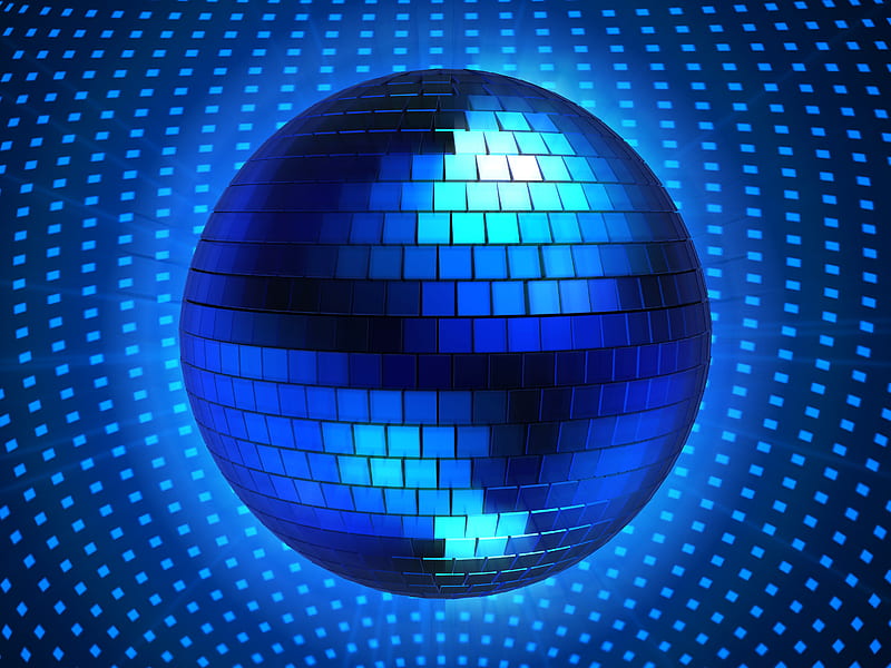 disco ball, blue, music, HD wallpaper