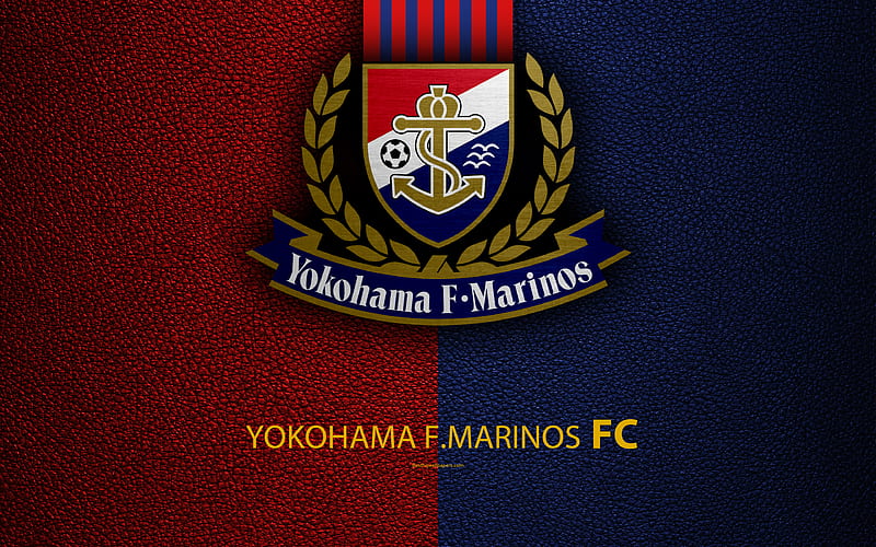 Yokohama Marinos FC logo, leather texture, Japanese football club, emblem, J-League, Yokohama, Kanagawa, japan, Division 1, football, Japan Football Championships, HD wallpaper