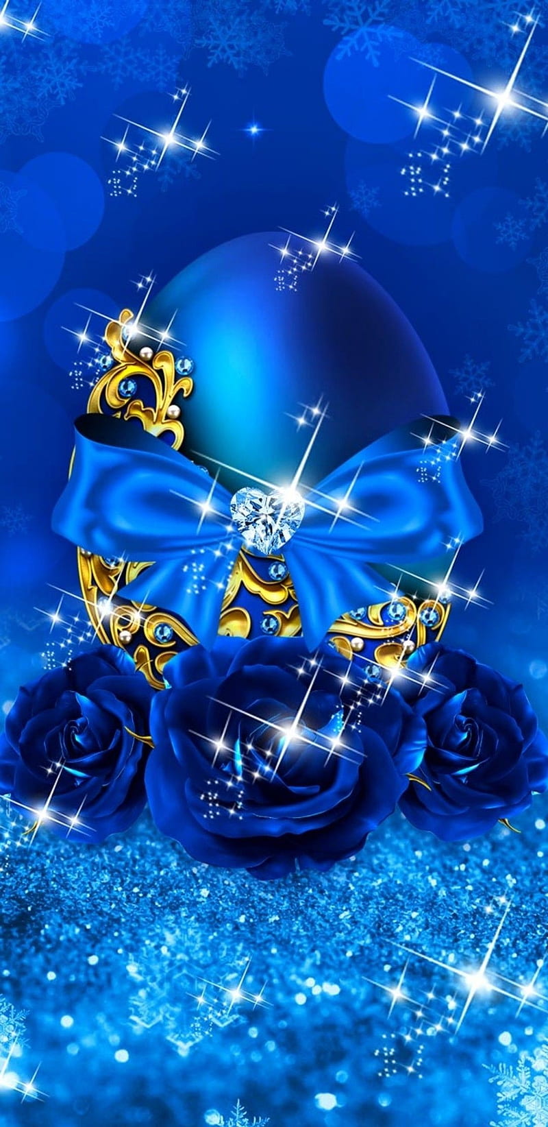 Luxury Egg, blue, easter, egg, glitter, luxury, pretty, rose, sparkle, HD phone wallpaper
