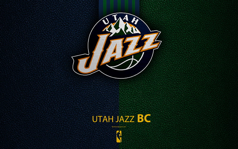 Utah Jazz logo, basketball club, NBA, basketball, emblem, leather texture, National Basketball Association, Salt Lake City, Utah, USA, Northwest Division, Western Conference, HD wallpaper