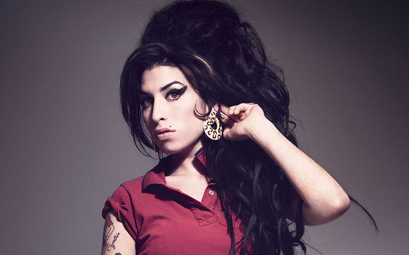 Amy Winehouse portrait, British singer, brunette, make-up, HD wallpaper
