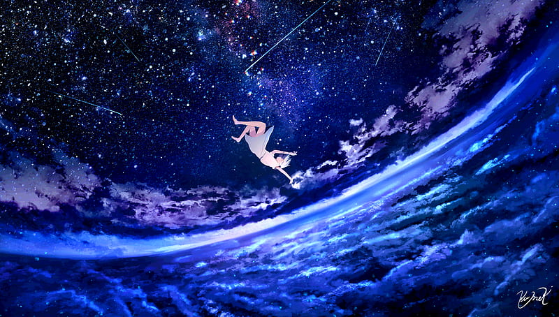 Anime, Girl, Sky, Starry Sky, HD wallpaper
