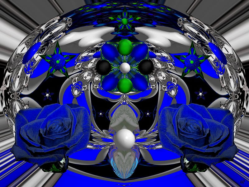 Blues Chaser, 3d, fractal, collage, abstract, eye candy, HD wallpaper
