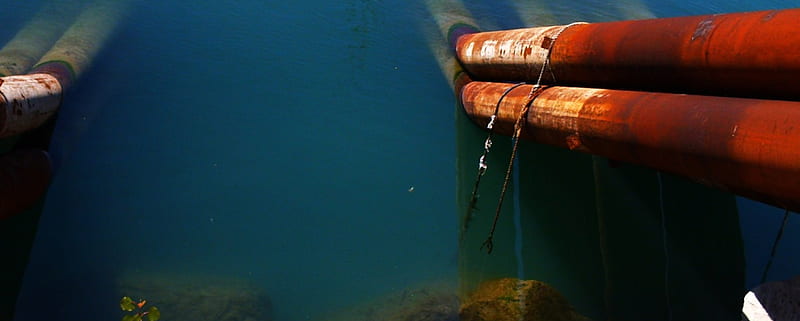 pipes and water, summer, water, pipe, rust, HD wallpaper