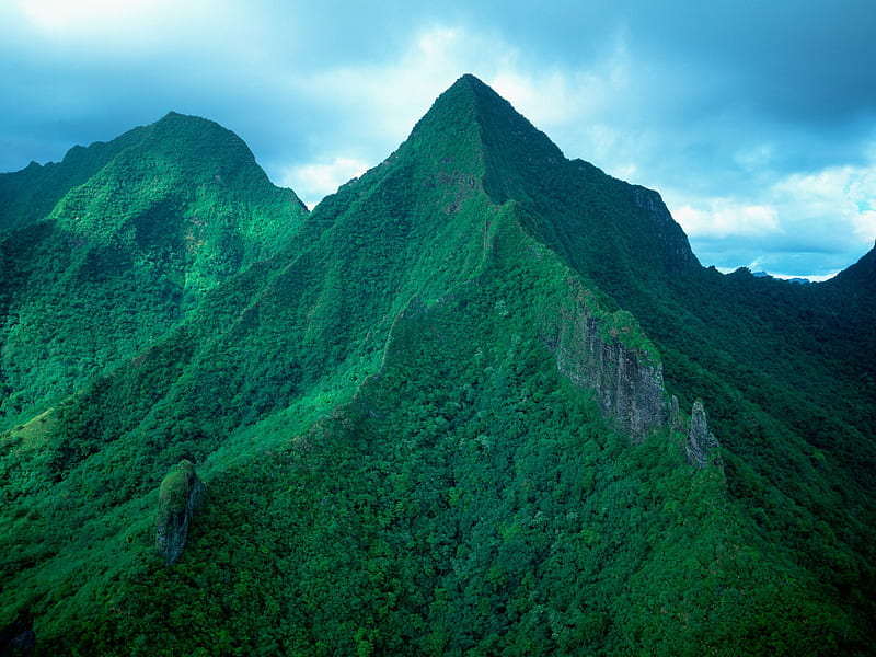 Tahiti Green Mountains, HD wallpaper