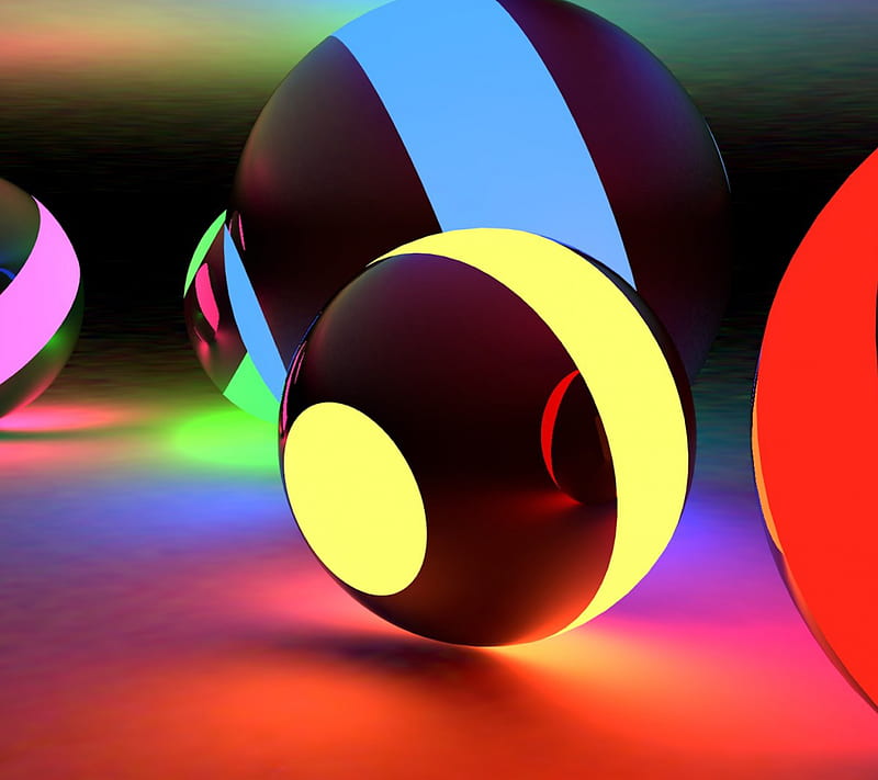 BALLS, 3d, ball, bright, color, light, HD wallpaper