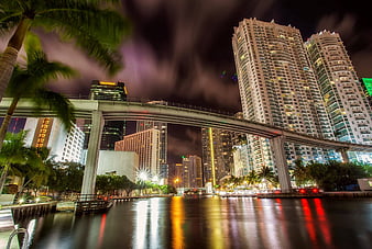 Miami night lights panorama vice city wallpaper, 2880x1800, 182274