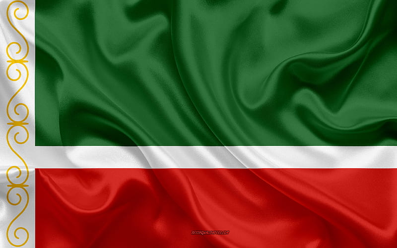 Flag of Chechen Republic silk flag, Federal subjects of Russia, Chechen Republic flag, Russia, silk texture, Chechen Republic, Russian Federation, HD wallpaper