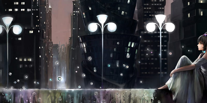 Premium AI Image | anime style a dark street with a dark city and a dark  building