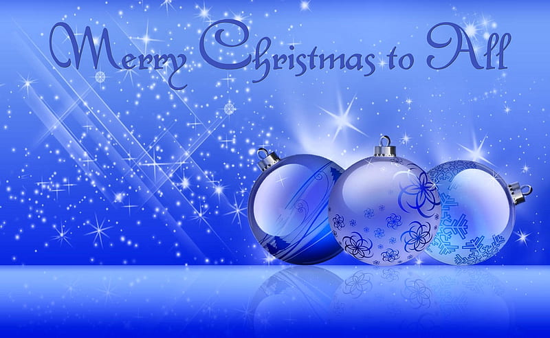 Merry Christmas to All FC, Christmas, art, blue ornaments, holiday ...