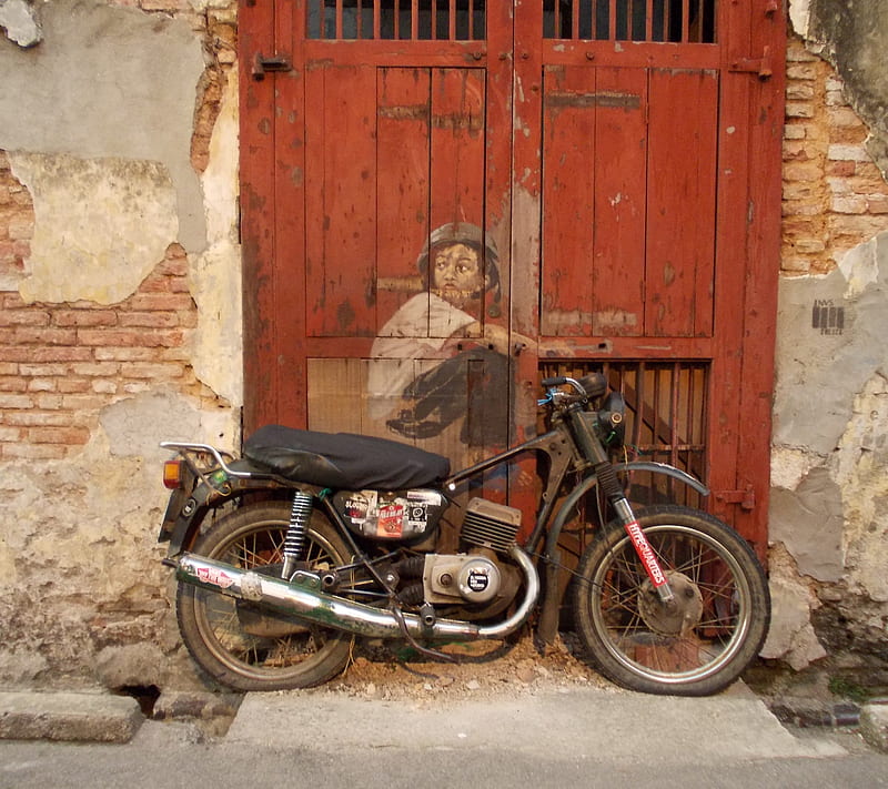 Boy on a Bike, mural, penang, HD wallpaper