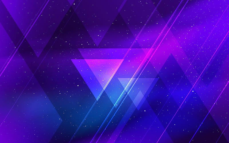 purple triangles, material design, geometric shapes, lollipop, lines, creative, purple backgrounds, abstract art, HD wallpaper
