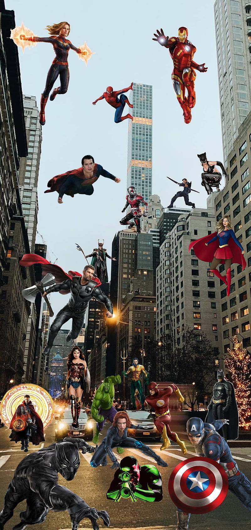 DC Marvel, aquaman, batman, black widow, dc, hawkeye, hulk, ironman, marvel, superman, wonderwoman, HD phone wallpaper