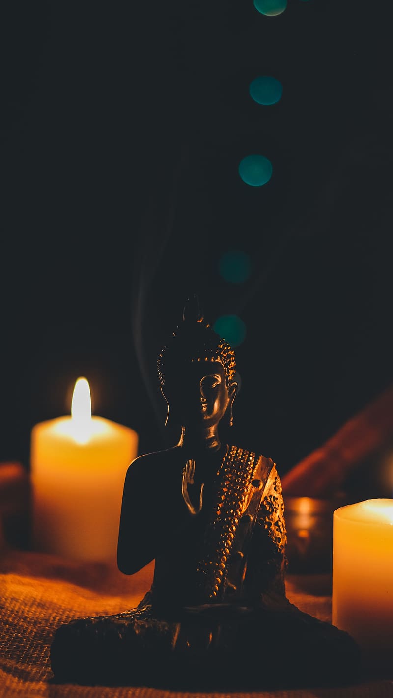 Blessing Buddha, Candel Light, HD phone wallpaper