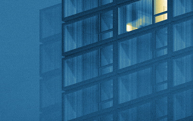 art, blue, night, office, illust, HD wallpaper