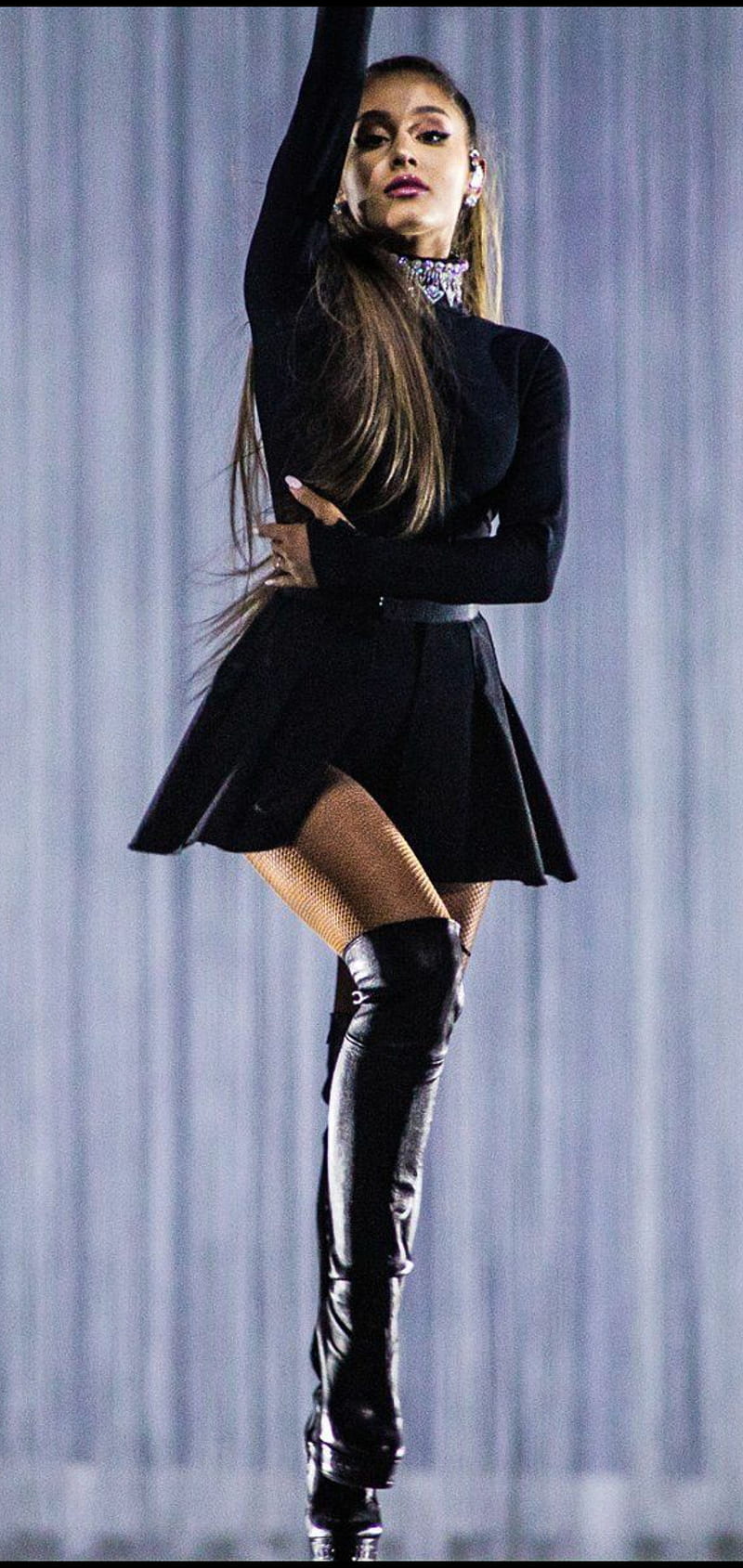 Ariana Grande black2, dress, knee, HD phone wallpaper