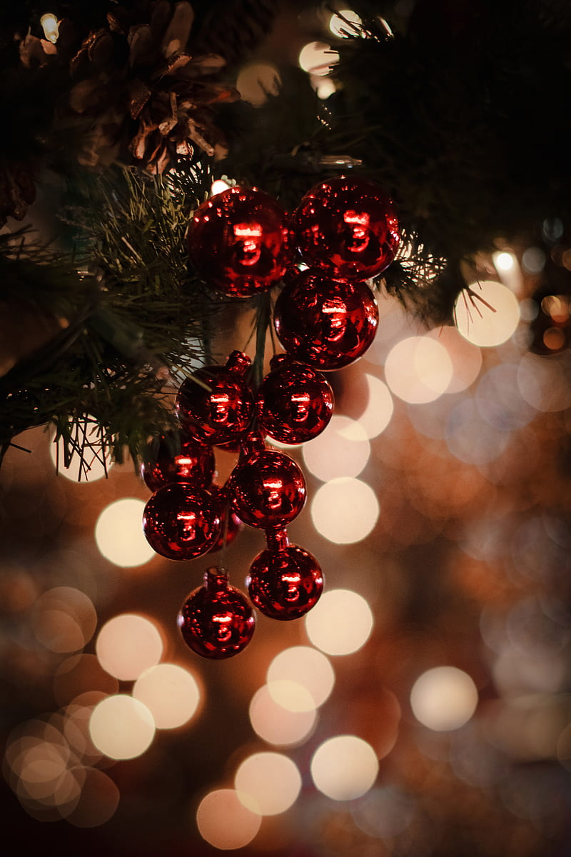 tree, new year, decoration, balls, cones, HD phone wallpaper