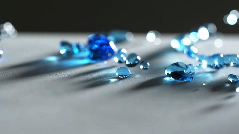 blue water drops, shadow, water, drops, blue, white, HD wallpaper