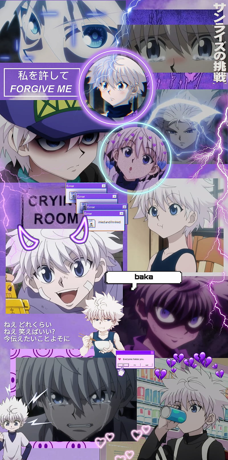 Killua Zoldyck, anime, hxh, purple, HD phone wallpaper