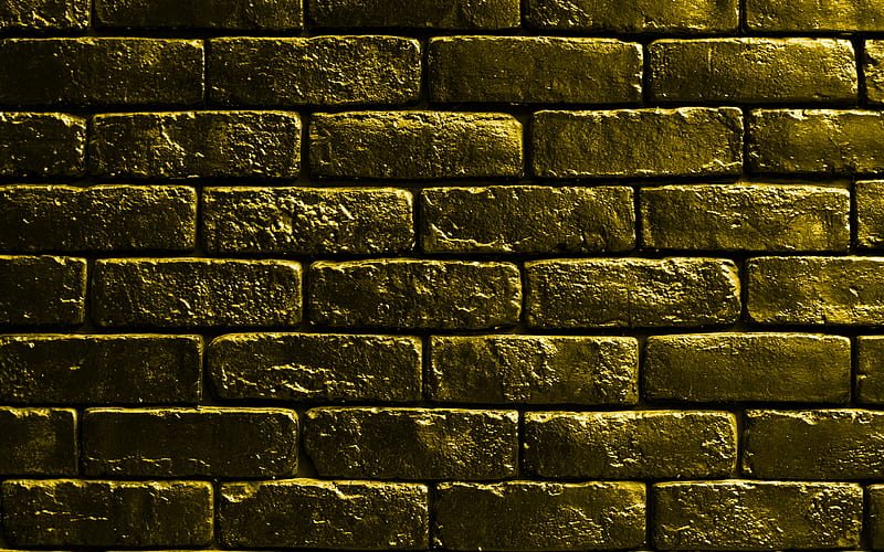 yellow brickwall yellow bricks, bricks textures, brick wall, bricks background, yellow stone background, identical bricks, bricks, yellow bricks background, HD wallpaper